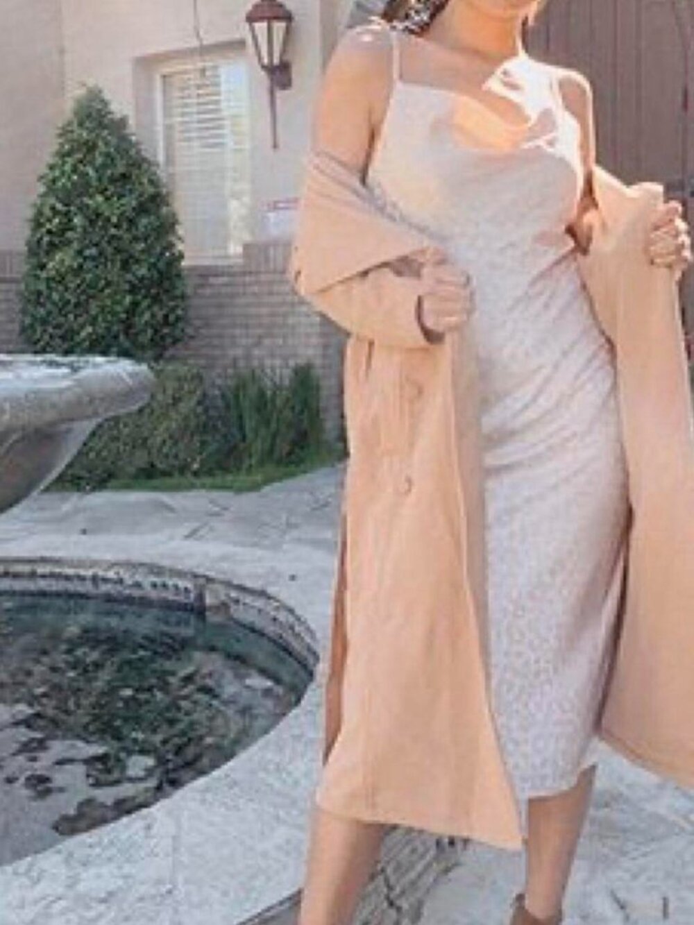 Cream & tan leopard print slip dress